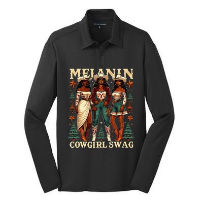 Christmas Melanin Cowgirl Swag Thanksgiving Western Cowgirl Silk Touch Performance Long Sleeve Polo