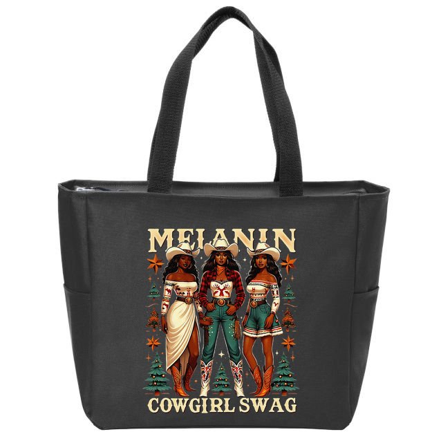 Christmas Melanin Cowgirl Swag Thanksgiving Western Cowgirl Zip Tote Bag