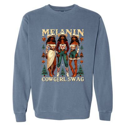 Christmas Melanin Cowgirl Swag Thanksgiving Western Cowgirl Garment-Dyed Sweatshirt