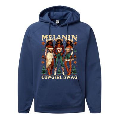 Christmas Melanin Cowgirl Swag Thanksgiving Western Cowgirl Performance Fleece Hoodie