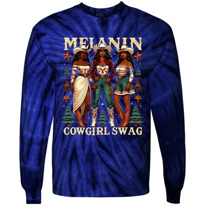 Christmas Melanin Cowgirl Swag Thanksgiving Western Cowgirl Tie-Dye Long Sleeve Shirt