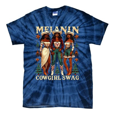 Christmas Melanin Cowgirl Swag Thanksgiving Western Cowgirl Tie-Dye T-Shirt