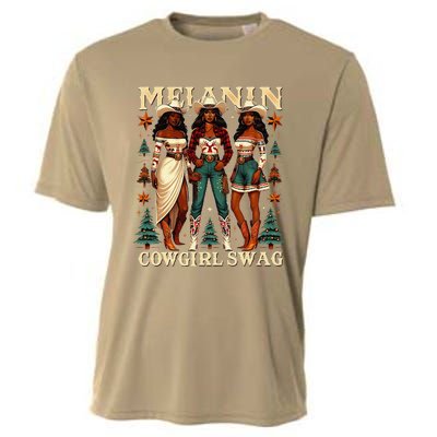 Christmas Melanin Cowgirl Swag Thanksgiving Western Cowgirl Cooling Performance Crew T-Shirt