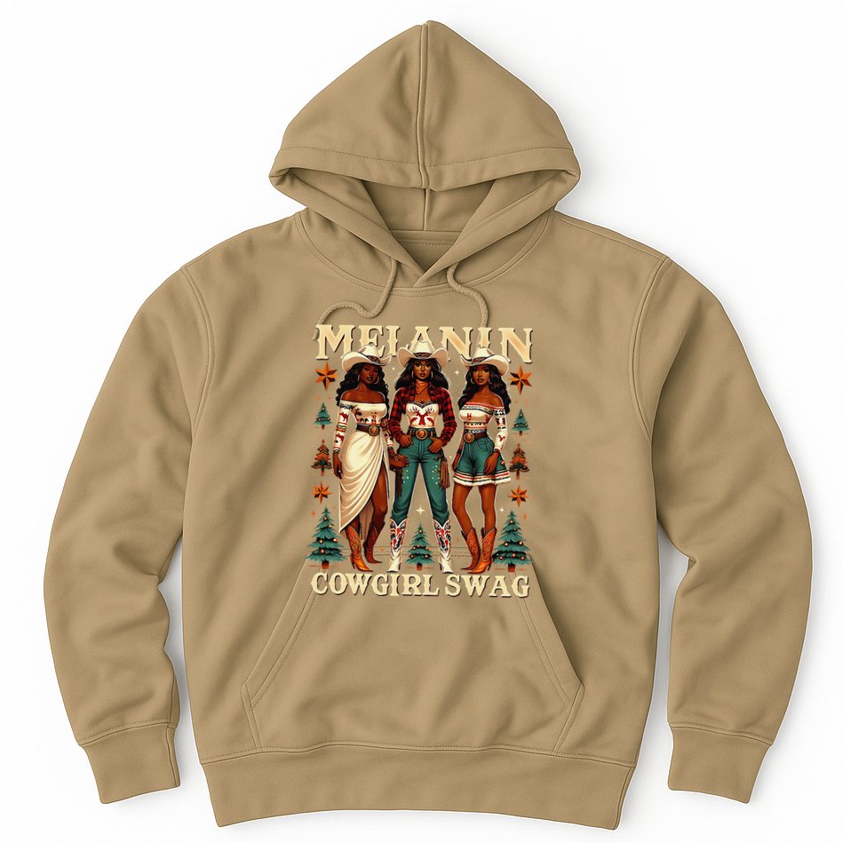 Christmas Melanin Cowgirl Swag Thanksgiving Western Cowgirl Hoodie