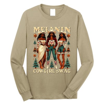 Christmas Melanin Cowgirl Swag Thanksgiving Western Cowgirl Long Sleeve Shirt