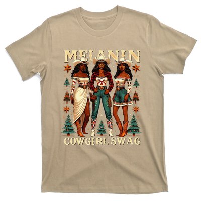 Christmas Melanin Cowgirl Swag Thanksgiving Western Cowgirl T-Shirt