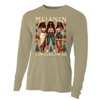 Christmas Melanin Cowgirl Swag Thanksgiving Western Cowgirl Cooling Performance Long Sleeve Crew