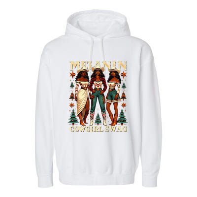 Christmas Melanin Cowgirl Swag Thanksgiving Western Cowgirl Garment-Dyed Fleece Hoodie