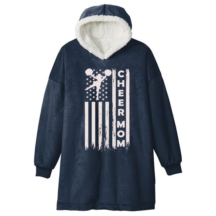 Cheer Mom Cheerleading Cheerleader Mother American Flag Hooded Wearable Blanket