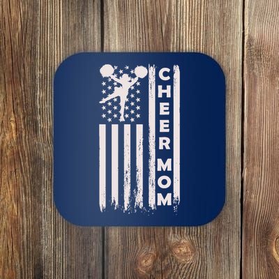 Cheer Mom Cheerleading Cheerleader Mother American Flag Coaster