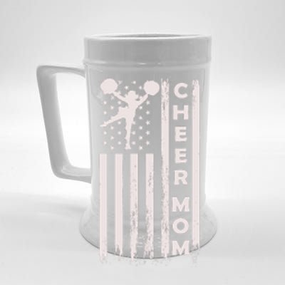 Cheer Mom Cheerleading Cheerleader Mother American Flag Beer Stein