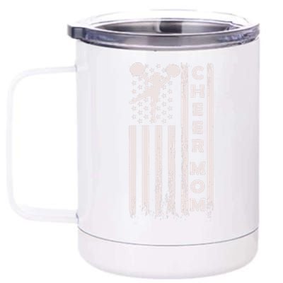 Cheer Mom Cheerleading Cheerleader Mother American Flag 12 oz Stainless Steel Tumbler Cup