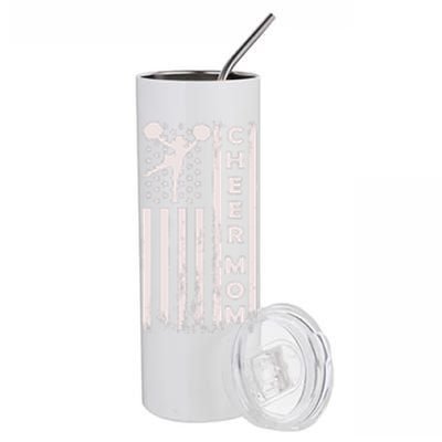 Cheer Mom Cheerleading Cheerleader Mother American Flag Stainless Steel Tumbler