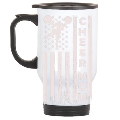 Cheer Mom Cheerleading Cheerleader Mother American Flag Stainless Steel Travel Mug