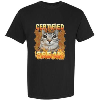 Cat Meme Certified Freak Eat Cement Cursed Cat Funny Garment-Dyed Heavyweight T-Shirt