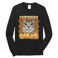 Cat Meme Certified Freak Eat Cement Cursed Cat Funny Long Sleeve Shirt