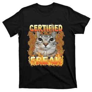 Cat Meme Certified Freak Eat Cement Cursed Cat Funny T-Shirt