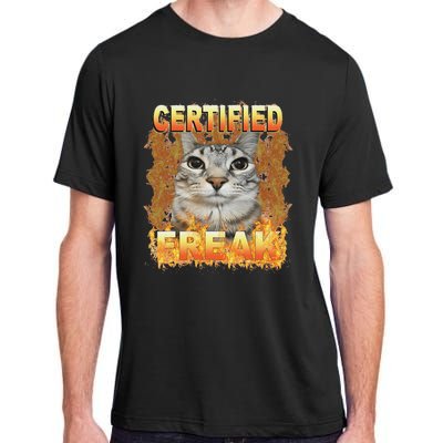 Cat Meme Certified Freak Eat Cement Cursed Cat Funny Adult ChromaSoft Performance T-Shirt