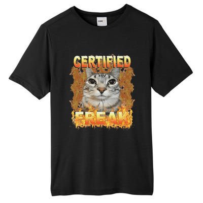 Cat Meme Certified Freak Eat Cement Cursed Cat Funny Tall Fusion ChromaSoft Performance T-Shirt