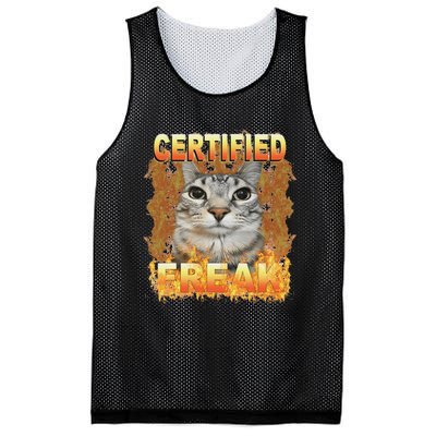 Cat Meme Certified Freak Eat Cement Cursed Cat Funny Mesh Reversible Basketball Jersey Tank