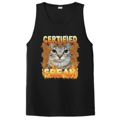 Cat Meme Certified Freak Eat Cement Cursed Cat Funny PosiCharge Competitor Tank