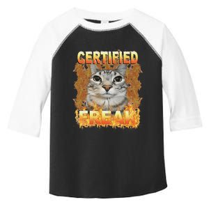 Cat Meme Certified Freak Eat Cement Cursed Cat Funny Toddler Fine Jersey T-Shirt