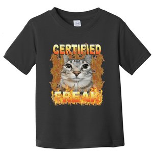 Cat Meme Certified Freak Eat Cement Cursed Cat Funny Toddler T-Shirt