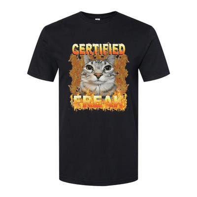 Cat Meme Certified Freak Eat Cement Cursed Cat Funny Softstyle CVC T-Shirt