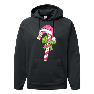 Cute Merry Christmas Candy Cane Coquette Bow Xmas Family Pajamas Gift Performance Fleece Hoodie