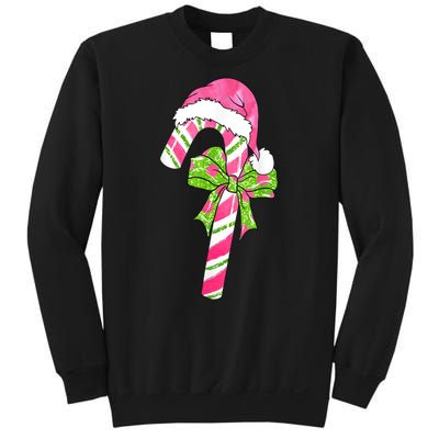 Cute Merry Christmas Candy Cane Coquette Bow Xmas Family Pajamas Gift Sweatshirt