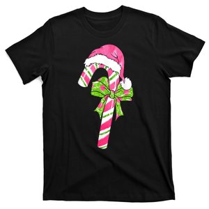 Cute Merry Christmas Candy Cane Coquette Bow Xmas Family Pajamas Gift T-Shirt