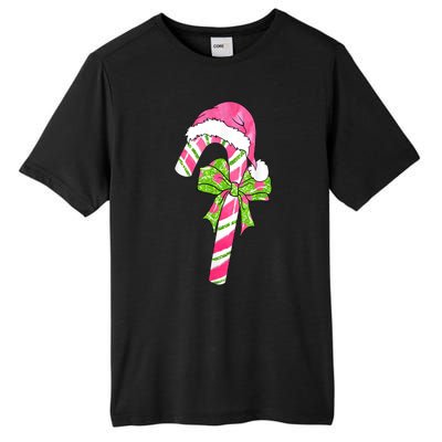 Cute Merry Christmas Candy Cane Coquette Bow Xmas Family Pajamas Gift Tall Fusion ChromaSoft Performance T-Shirt