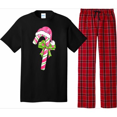 Cute Merry Christmas Candy Cane Coquette Bow Xmas Family Pajamas Gift Pajama Set