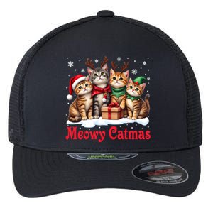 Cats Meowy Catmas Christmas Cute Gift Flexfit Unipanel Trucker Cap