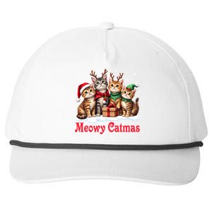 Cats Meowy Catmas Christmas Cute Gift Snapback Five-Panel Rope Hat