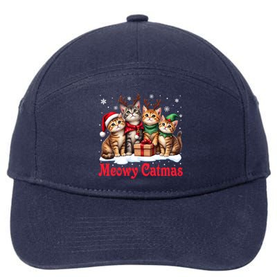 Cats Meowy Catmas Christmas Cute Gift 7-Panel Snapback Hat