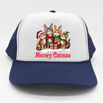 Cats Meowy Catmas Christmas Cute Gift Trucker Hat