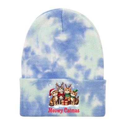 Cats Meowy Catmas Christmas Cute Gift Tie Dye 12in Knit Beanie