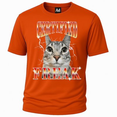 Cat Meme Certified Freak Eat Cement Cursed Cat Cooling Performance Crew T-Shirt