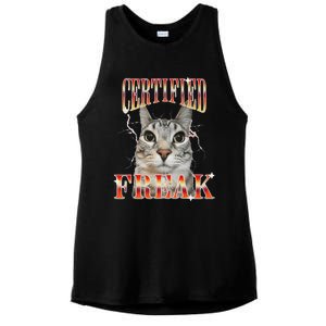 Cat Meme Certified Freak Eat Cement Cursed Cat Ladies PosiCharge Tri-Blend Wicking Tank