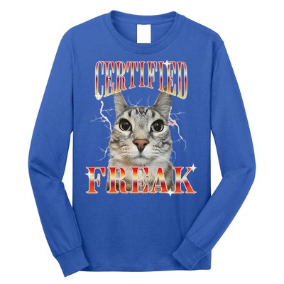 Cat Meme Certified Freak Eat Cement Cursed Cat Long Sleeve Shirt