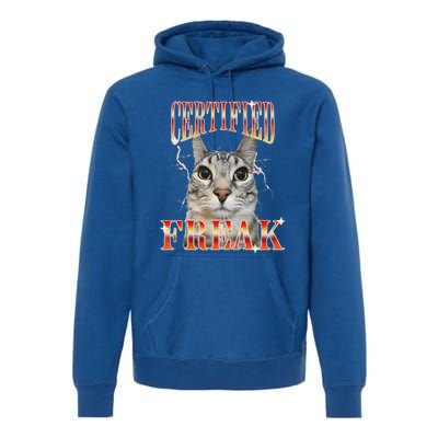 Cat Meme Certified Freak Eat Cement Cursed Cat Premium Hoodie