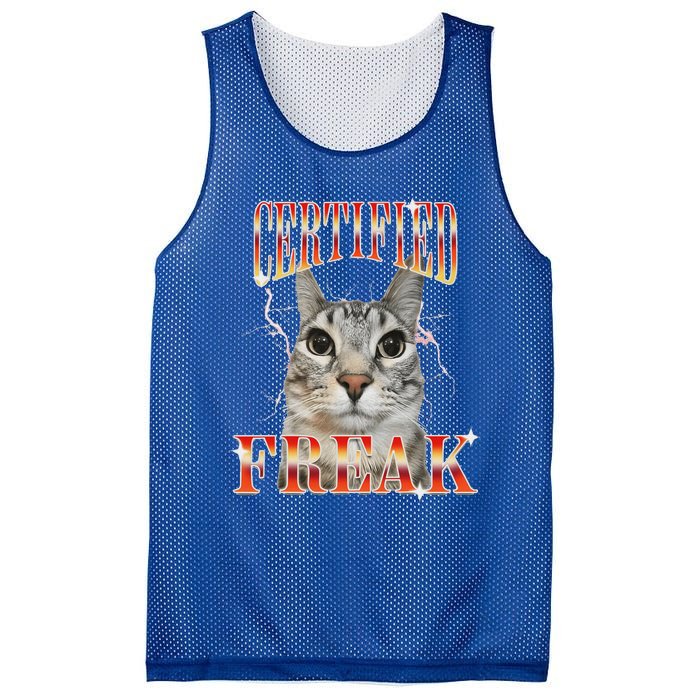 Cat Meme Certified Freak Eat Cement Cursed Cat Mesh Reversible Basketball Jersey Tank