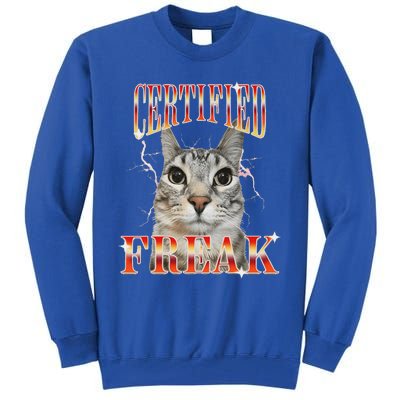 Cat Meme Certified Freak Eat Cement Cursed Cat Tall Sweatshirt