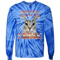 Cat Meme Certified Freak Eat Cement Cursed Cat Tie-Dye Long Sleeve Shirt