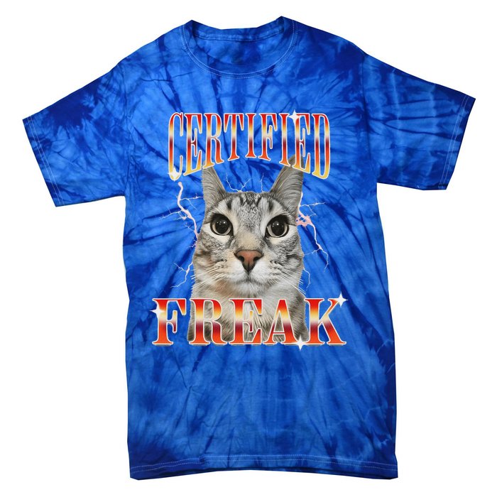 Cat Meme Certified Freak Eat Cement Cursed Cat Tie-Dye T-Shirt