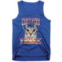 Cat Meme Certified Freak Eat Cement Cursed Cat Tank Top