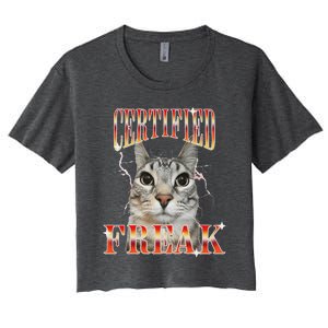 Cat Meme Certified Freak Eat Cement Cursed Cat Women's Crop Top Tee