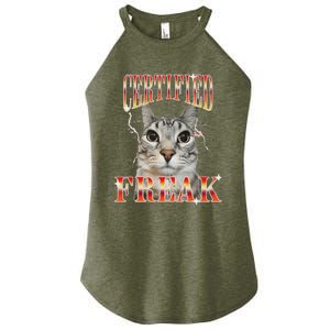 Cat Meme Certified Freak Eat Cement Cursed Cat Women's Perfect Tri Rocker Tank