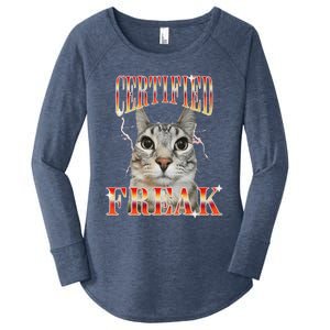 Cat Meme Certified Freak Eat Cement Cursed Cat Women's Perfect Tri Tunic Long Sleeve Shirt